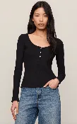Audri Scalloped Top - Black