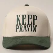 Keep Prayin' Two-Toned Suede Canvas Trucker Hat