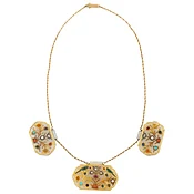 18-Karat Gold and White Jade Indian Mughal Necklace with Semi-Precious Stones