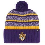 47 Brand LSU Tigers Beanie Mike Tavern Stripe Knit With Pom - Purple