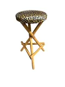 Bamboo Stool - Leopard Print Cushion