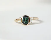 Aurora Ring with Deep Green Sapphire | 14k Yellow Gold | One of a Kind — TYTIN