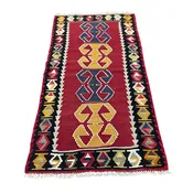 2'9" x 5'6" Handwoven Turkish Kilim Rug - Vintage Wool Flatweave | Boho Geometric Area Rug