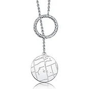14k White Gold Circle Map Lariat