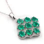 925 Natural Emerald Pendant Necklace – Sterling Silver Green Jewelry