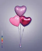 3 Mylar Hearts Cluster