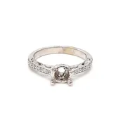 0.03 Carat Round Brilliant H SI1 Diamond 14 Karat White Gold Semi Mount Ring