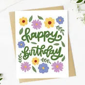 Happy Birthday Floral Greeting Card