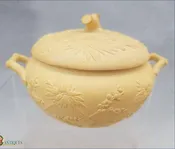 An Antique English Caneware Wedgwood Sugar box and cover, impressed mark, c1810-1815