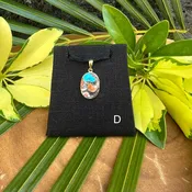 14kt Gold Plated Lālani Black Coral Composite Oval Pendant- Medium