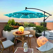 10 ft Outdoor Patio Umbrella and Solar Lights