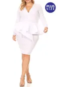 White Peplum Dress | Figure-Flattering Plus Size Style | 3XL