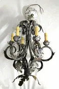 Vtg Gothic Medieval Castle Style 6 Arm Bent Iron Candelabra Chandelier Light L5Z