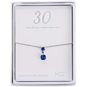 30 Sapphire Zircon 16.5"-18.5" Celebration Rhodium Plated Necklace