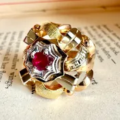 18k Tricolor Retro Ruby Ring