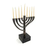 Joy Stember Limited Edition Bronze and Marble Twisted Hanukkah Menorah