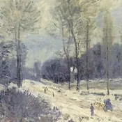 ARTG-1003 ROUTE TO MARLY LE ROI IN SNOW by Alfred Sisley. ITALY