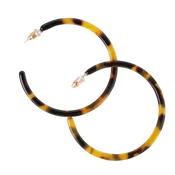 1.25" Skinny Brown Tortoise Hoop Earrings