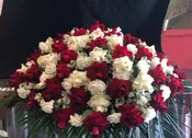 Elegant Red and White Rose Casket Spray - Perfect for Funeral Services — A1 Flowers