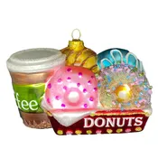 Coffee and Donuts Glass Ornament