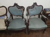 Lot 001 - Pair Carved Green Chairs