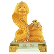 2026 Chinese Zodiac Snake Year Golden Resin Collectible Figurines Table Decor Statue Small