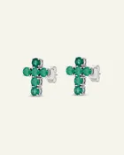 Aanika V. Emerald Cross Earrings
