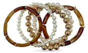 Acrylic Tube & Pearl Stretch Bracelet Set