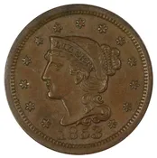 1853 Braided Hair 1c ANACS MS62 Brown — Sam Sloat Coins