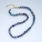 24K Gold Filled 7mm Baroque Peacock Freshwater Pearl 14 Inch Necklace | WA-2588