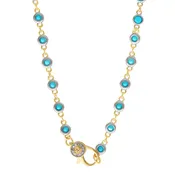 18" Turquoise Bezel Charm Bar Chain