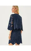 AMABEL LONG SLEEVE CROPPE - LOW TIDE NAVY - SWAY WITH ME SCALLOPED LACE