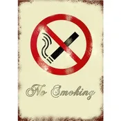 Seco Retro No Smoking Sign Print/Message "NO SMOKING" - 8.5" Width x 11.3" Height - Rectangular Shape - Pre-printed, Long Lasting, Rust Resistant - Aluminum - 1 Each