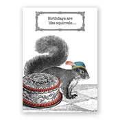 Birthdays are like Squirrels - Birthday Greeting Card by The Mincing Mockingbird