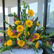 Fireside Sunflowers