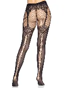 LA 9233 FAUX GARTER BELT FISHNET TIGHTS BLK