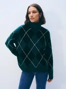 Cashmere Argyle Turtleneck