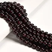 01- Natural Red Garnet Smooth Round Beads Size 5mm to 9.5mm 15.5" Strand