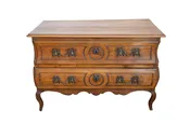 1730s French Period Louis XV Walnut Two-Drawer Commode with Bombé Side Panels