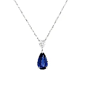 10.11 Carat Pear Shape Sri Lanka Sapphire and Diamond Teardrop Pendant in Platinum
