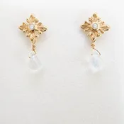 18K Diamond and Moonstone Earrings