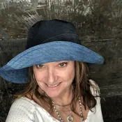 dark denim + blue denim reversible sun hat [custom order]