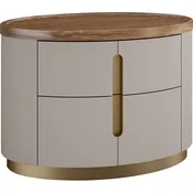 Ambra Nightstand in Light Grey, Walnut & Brushed Bronze (Set of 2)