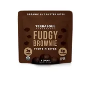 Terrasoul Superfoods Fudgy Brownie Protein Bites | Plant-Based Protein Snack (6 Count)