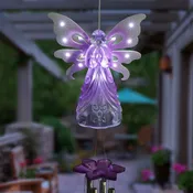 Large Solar Acrylic Purple Angel Wind Chime, 6.5 by 42 Inches