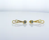 14k Yellow Gold Blue Stud Earrings with Jacket