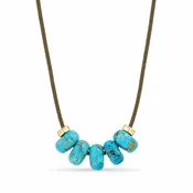 14k Turquoise & Rondelle Slider Bead Paracord Necklace