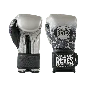 Cleto Reyes Training Boxing Gloves with Hook and Loop Closure – Silver/Black Steel Snake