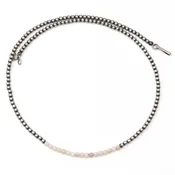 18" 3 mm Sterling Silver Navaho Pearls With Pink Conch Shell