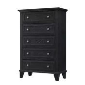 48-Inch Tall 5-Drawer Dresser Vintage Stripe MDF Metal Handles
